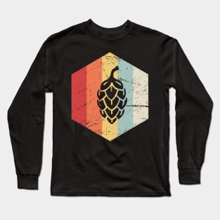 Retro Vintage Hops Craft Beer Icon Long Sleeve T-Shirt